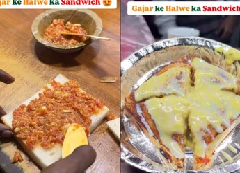 Watch: Bizarre Video Of Gajar Ka Halwa Sandwich Leaves Internet Divided Watch: Bizarre Video Of Gajar Ka Halwa Sandwich Leaves Internet Divided