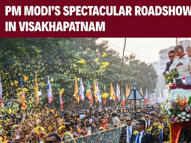 PM Modi, Chandrababu Naidu, Pawan Kalyan Hold Mega Roadshow In Visakhapatnam