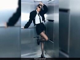 Pooja Hegde Brings Amy Winehouse Back In A Black And White Suit-Skirt Set Pooja Hegde Brings Amy Winehouse Back In A Black And White Suit-Skirt Set