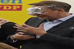 Former German Minister Of Finance Attacked With Foam Cake Former German Minister Of Finance Attacked With Foam Cake