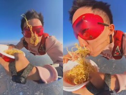 "It's Raining Noodles": Viral Video Of Skydiver Eating Noodles During Free Fall Has The Internet's Attention