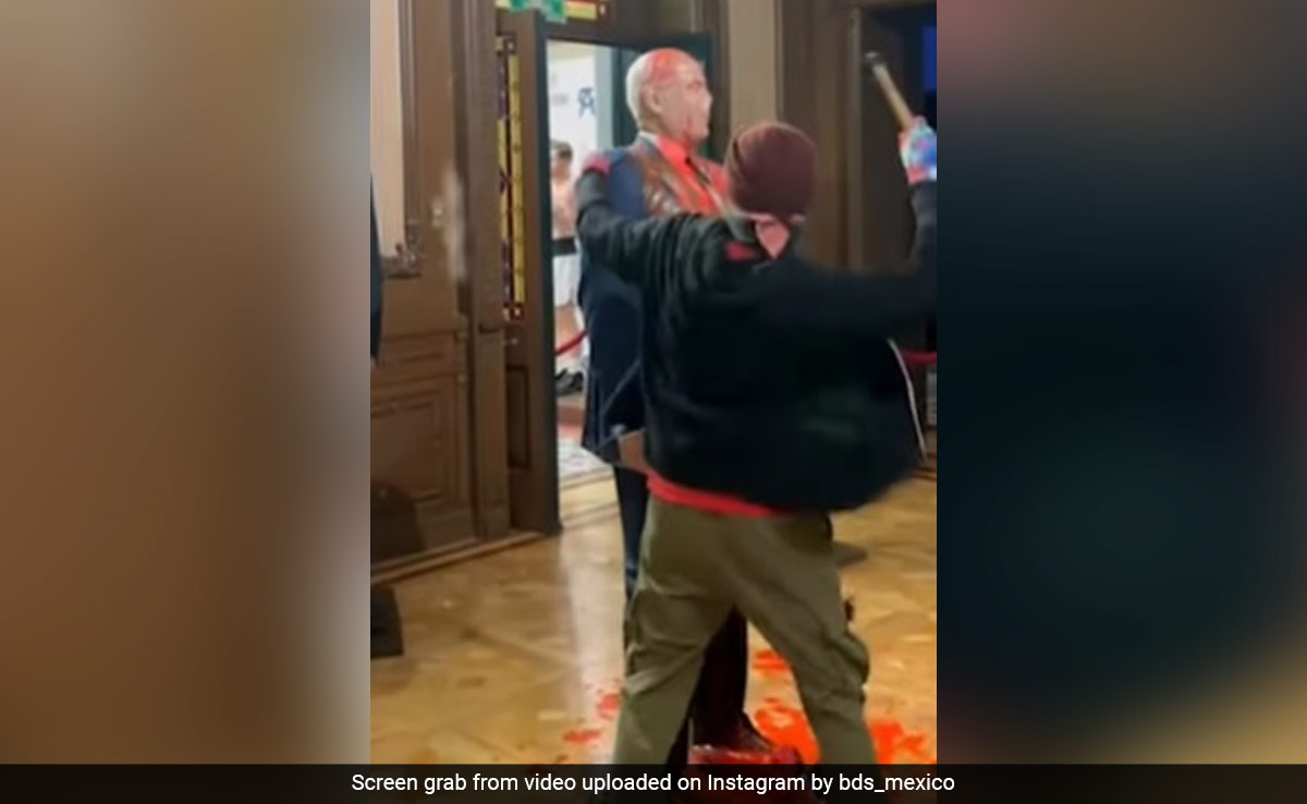 "Odious Act": Israeli Embassy After Activist Destroys Netanyahu Wax Statue