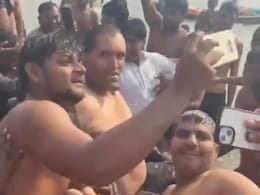 Watch: The Great Khali Takes Holy Dip At Maha Kumbh. Devotees, Security Officials Start Selfie War