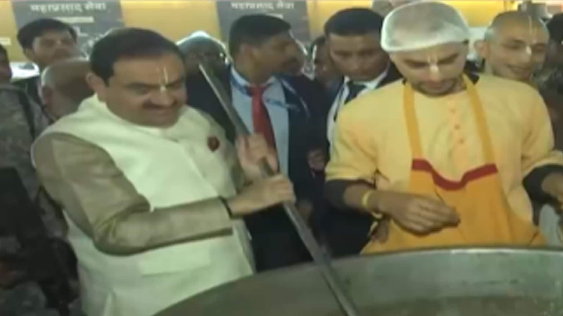 Gautam Adani Attends Maha Kumbh Mela, Helps Cook 'Prasad'