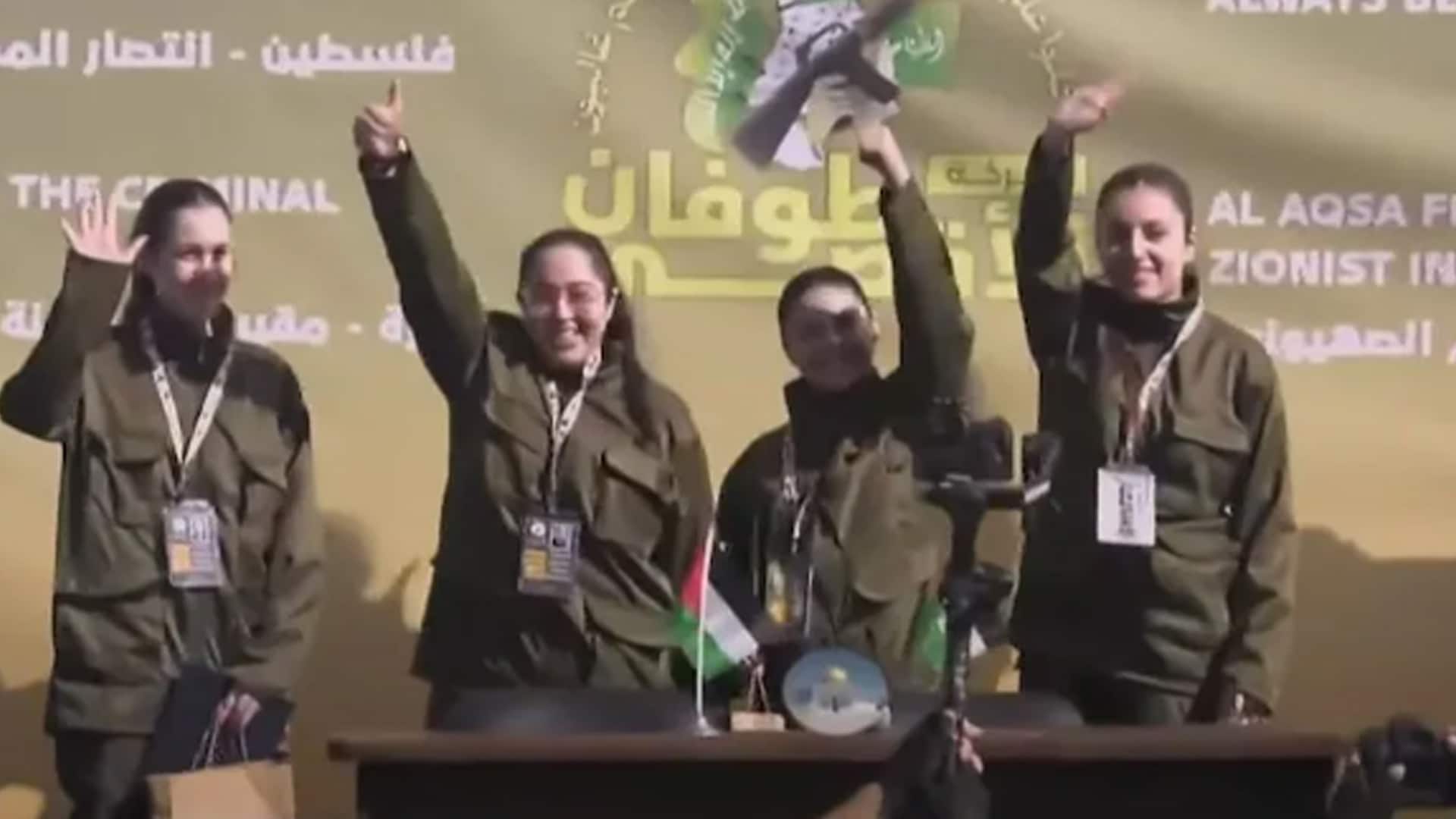 4 Israeli Women Hostages In Military Outfit Freed By Hamas In 2nd Swap