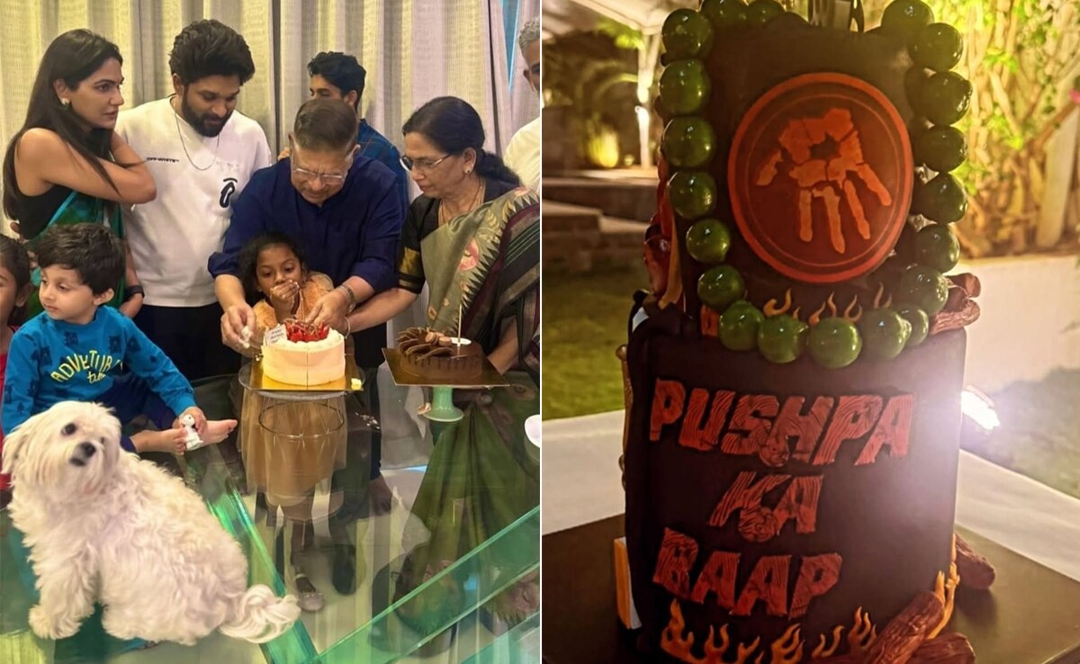 Inside Allu Arjun’s Father’s Birthday Celebrations Topped With A Pushpa-Themed Cake