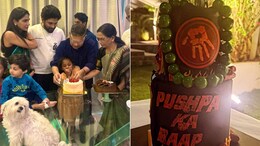 Inside Allu Arjun's Father's Birthday Celebrations Topped With A <i>Pushpa</i>-Themed Cake