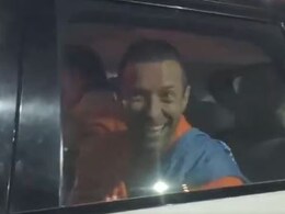 Chris Martin Arrives At Maha Kumbh Mela 2025 With Girlfriend Dakota Johnson After Ahmedabad Concert. Watch