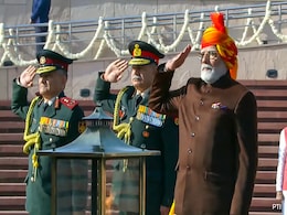 PM Modi Sports Vibrant Multi-Coloured Turban, Brown Coat On Republic Day PM Modi Sports Vibrant Multi-Coloured Turban, Brown Coat On Republic Day