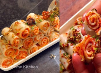 This Quick And Easy Lehsuni Sooji Roll Will Make You Forget Gujarati Khandvi This Quick And Easy Lehsuni Sooji Roll Will Make You Forget Gujarati Khandvi