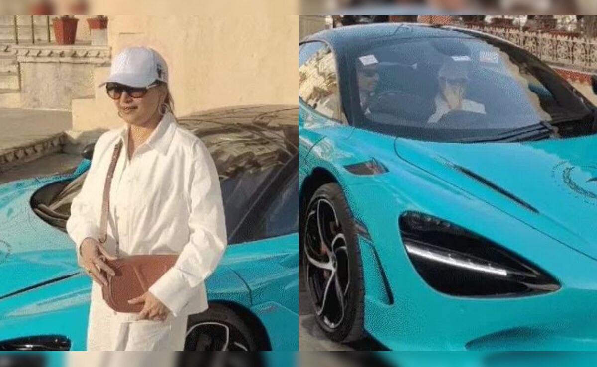 Madhuri Dixit Zooms Through Udaipur In Her Rs 6-Crore Blue McLaren For A Celebration Drive