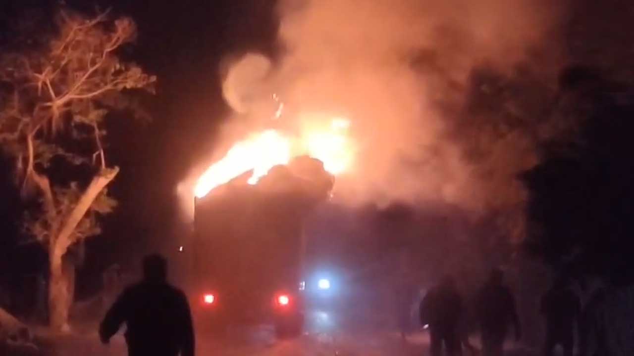 Video: Sacks On Moving Truck Catch Fire, Driver Realises 10 km Later