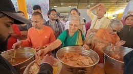 Watch: Sudha Murty Serves Mahaprasad, Tours ISKCON Kitchen At Maha Kumbh 2025
