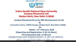 IGNOU-SBI Campus Placement Drive Tomorrow, Check Venue And Details