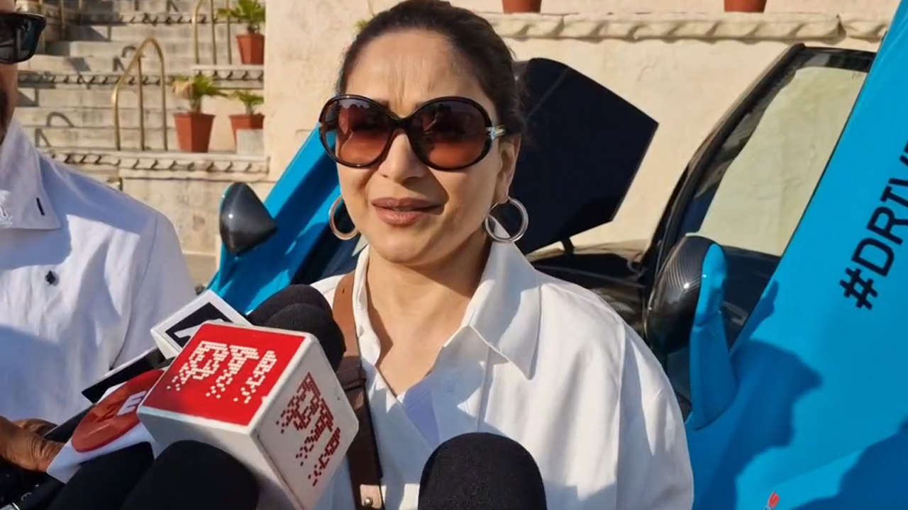 Madhuri Dixit Zooms Through Udaipur In Her Blue McLaren For A Celebration Drive