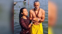 Maha Kumbh 2025: Milind Soman And Ankita Konwar Take Holy Dip