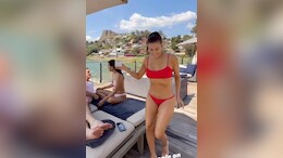 Eva Longoria In A Chic Red Swim Set Gives Beach Style An Upgrade