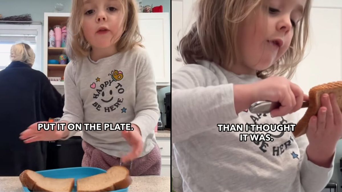 Viral: Little Girl's Fun Style Of Making Peanut Butter-Nutella Sandwiches Wins Hearts Online