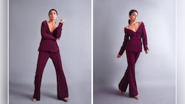 Shriya Saran's "Boss Mode" Is On In A Chic Burgundy Pantsuit