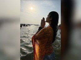 In Pictures: Rasha Thadani Takes A Holy Dip At Maha Kumbh