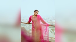 Rashmika Mandanna Exudes Elegance In A Pink Embroidered <i>Kurta</i> Set