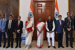 Nirmala Sitharaman Poses With Budget Tablet, Meets President Nirmala Sitharaman Poses With Budget Tablet, Meets President