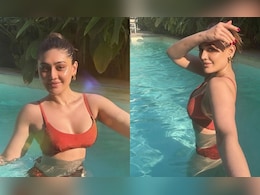 "It's Almost Summer" For Shefali Jariwala In A Chic Orange Swim Set