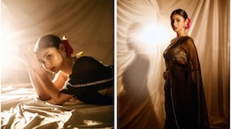 Mouni Roy Is A Beauty In A Black Sheer <i>Saree </i> And Golden Blouse