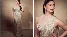 Sara Tendulkar Is All Glittery In A Golden Pre-Draped <i>Saree</i> Gown Worth Rs 1.45 Lakh