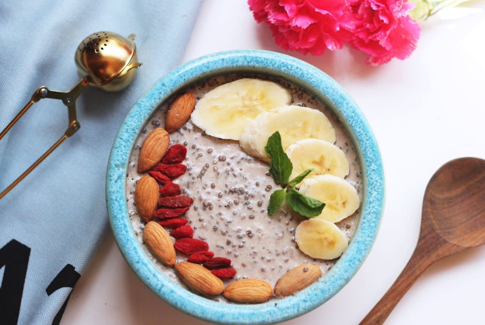Chia seeds offer fibre and omega-3 fats, berries provide antioxidants and nuts add healthy fats