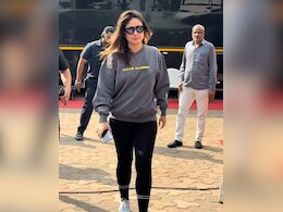 Kareena Kapoor Slays An Athleisure Coded Look In A Grey Printed Sweatshirt And Black Gym Tights Kareena Kapoor Slays An Athleisure Coded Look In A Grey Printed Sweatshirt And Black Gym Tights