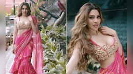 Nikki Tamboli In A Pretty Pink Floral <i>Saree</i> Draws Us Closer To Summer