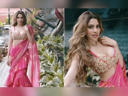 Nikki Tamboli In A Pretty Pink Floral <i>Saree</i> Draws Us Closer To Summer