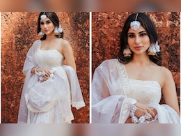 Mouni Roy Is A Complete Vision In White Embroidered <i>Sharara</i> Set