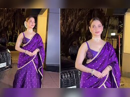 Tamannaah Bhatia Looks Perfectly Divine In A Traditional Purple <i>Saree</i>