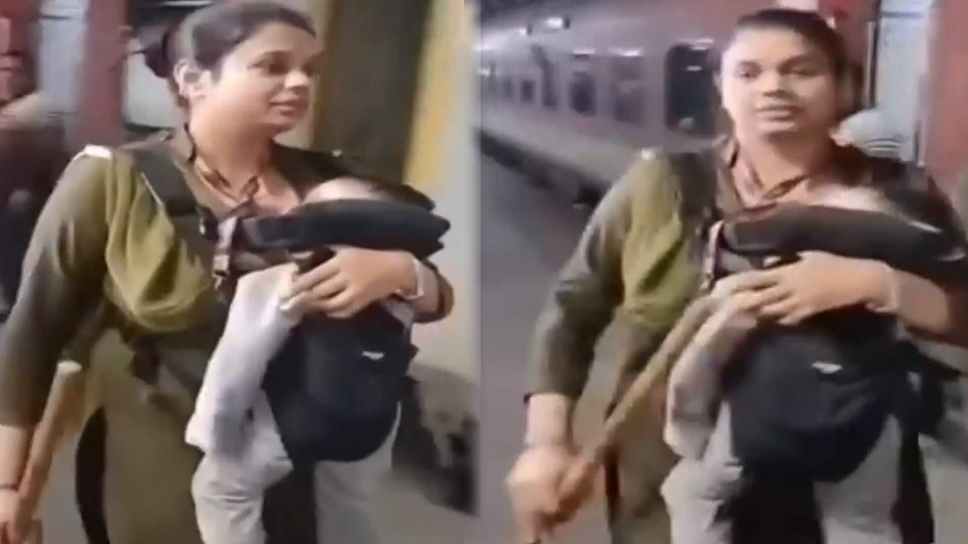 New Delhi Station Stampede: With Child In Hand, This Woman Constable Performs Duty At NDLS