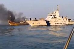Narrow Escape For 20 Fishermen As Boat Catches Fire Near Mumbai Narrow Escape For 20 Fishermen As Boat Catches Fire Near Mumbai