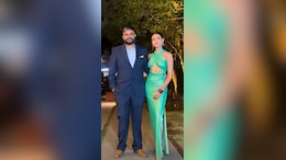 Siddharth Chopra And Neelam Upadhyaya Are Wedding Party Ready In A Navy Suit And Metallic Green Cutout Gown