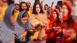 Katrina Kaif Performs <i>Aarti</i> And Distributes <i>Prasad</i> To Fans At Maha Kumbh
