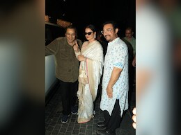 Watch: Rekha, Aamir Khan Touch Dharmendra's Feet At <i>Loveyapa</i> Screening Watch: Rekha, Aamir Khan Touch Dharmendra's Feet At <i>Loveyapa</i> Screening