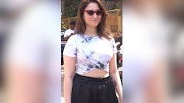 Tamannaah Bhatia Is Gym Ready In A White Tie Dye Crop Top And Black Joggers Pants