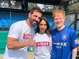 Watch: Ed Sheeran And John Abraham Play Football In Shillong Watch: Ed Sheeran And John Abraham Play Football In Shillong