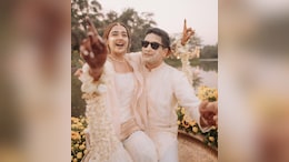Prajakta Koli And Vrishank Khanal Twin And Win In Matching Ivory Outfits For Their <i>Haldi</i> Ceremony