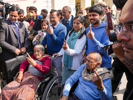 Arvind Kejriwal Goes To Vote With Family, Parents In Wheelchairs