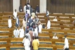 Some Opposition Members Walk Out As Nirmala Sitharaman Presents Budget Some Opposition Members Walk Out As Nirmala Sitharaman Presents Budget