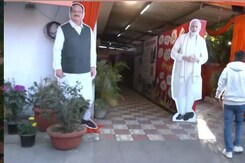 PM Modi, JP Nadda Posters Come Up At Party Office As BJP Set For Big Delhi Win PM Modi, JP Nadda Posters Come Up At Party Office As BJP Set For Big Delhi Win