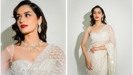 Manushi Chhillar Exudes Timeless Elegeance As She Serves "70s Glam" In A Silver Embroidered Manish Malhotra <i>Saree</i>