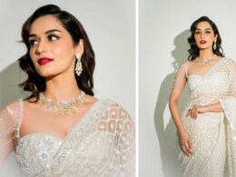 Manushi Chhillar Exudes Timeless Elegeance As She Serves "70s Glam" In A Silver Embroidered Manish Malhotra <i>Saree</i>