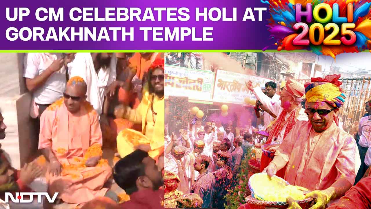 UP Chief Minister Yogi Adityanath Celebrates Holi At Gorakhanath Temple