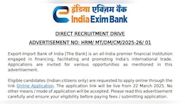 EXIM Bank Recruitment 2025: Notification Out For Various Posts, Salary Up To Rs 1.05 Lakh